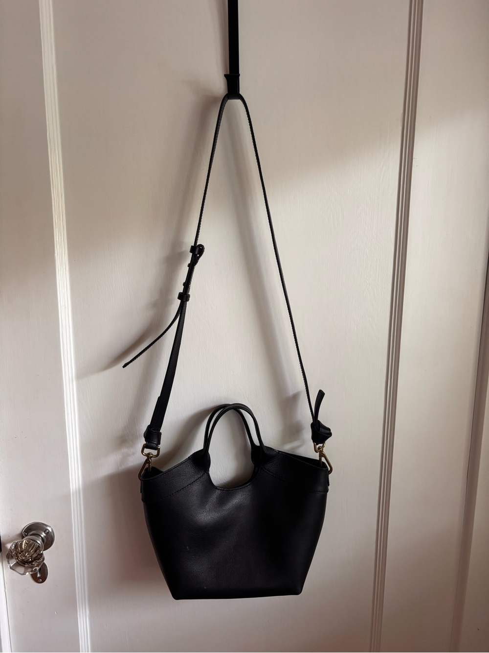 Madewell Black Leather Tote Crossbody